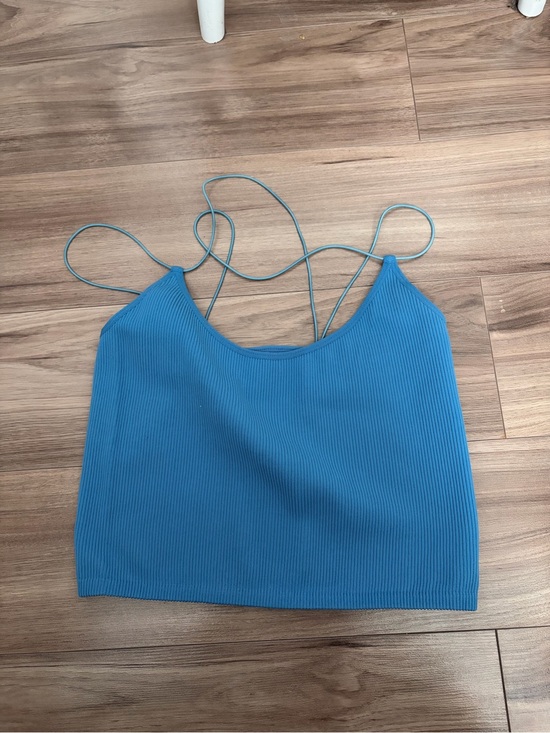 Ardene Tops - Ardene Teal Ribbed Strappy Crop Camisole